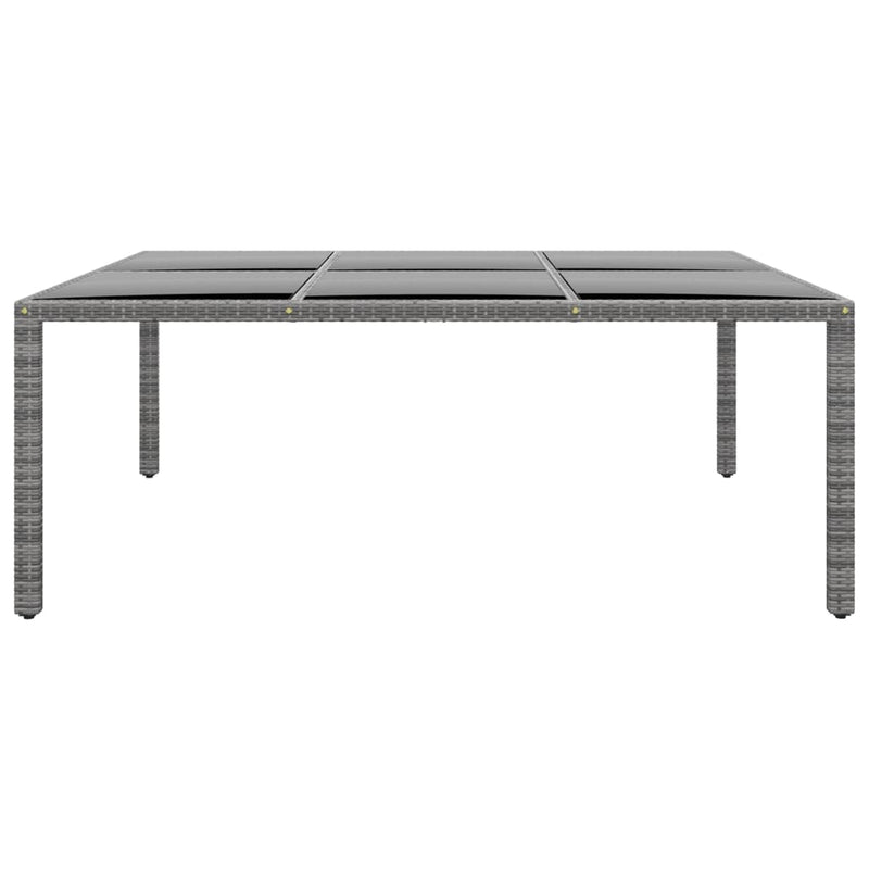 Garden Table 200x150x75 cm Tempered Glass and Poly Rattan Grey Payday Deals
