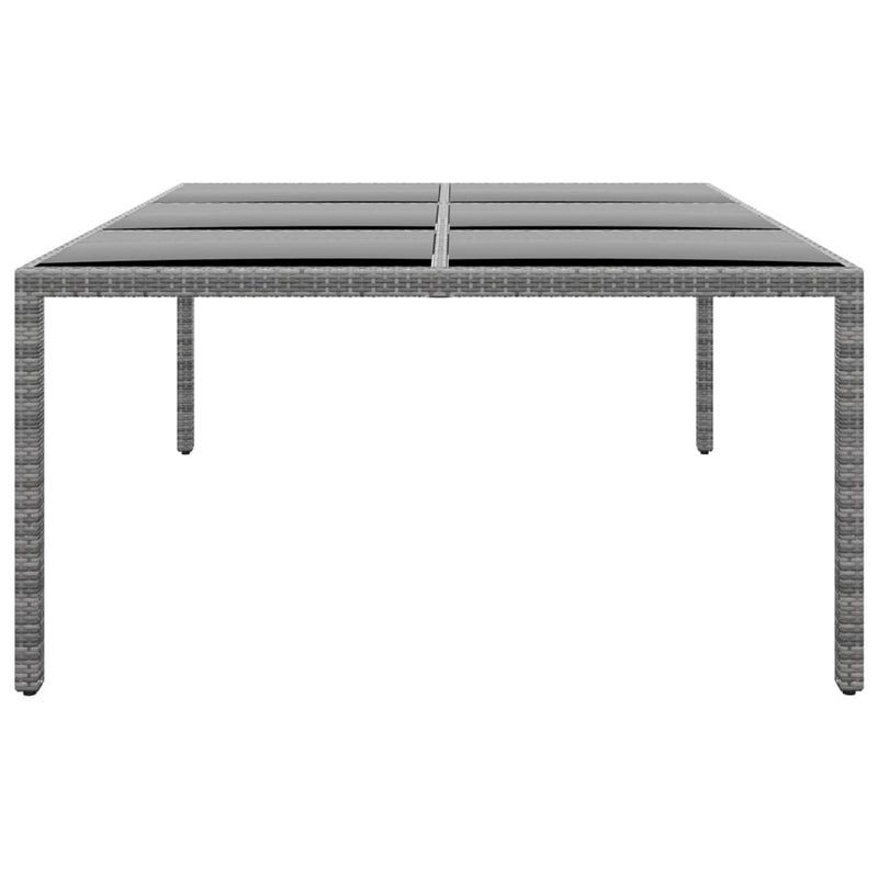 Garden Table 200x150x75 cm Tempered Glass and Poly Rattan Grey Payday Deals