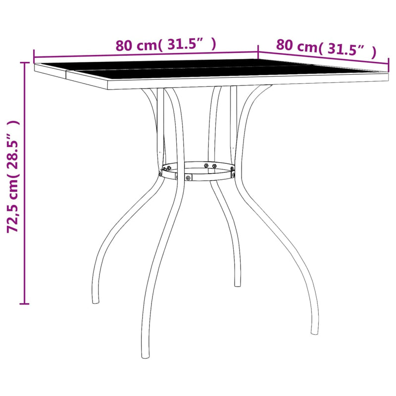 Garden Table Anthracite 80x80x72.5 cm Steel Mesh Payday Deals