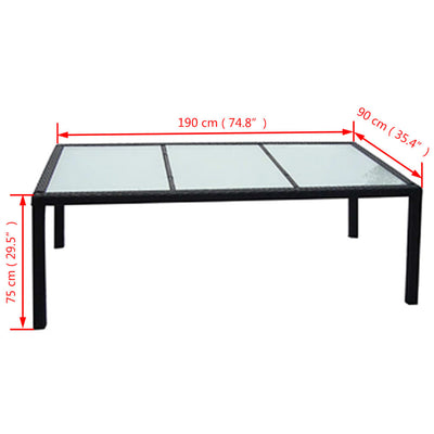 Garden Table Black 190x90x75 cm Poly Rattan Payday Deals