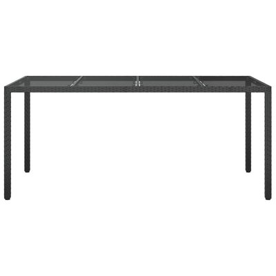 Garden Table Black 190x90x75 cm Tempered Glass and Poly Rattan Payday Deals