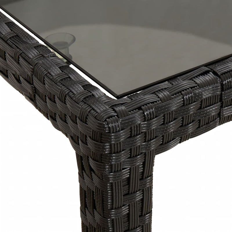 Garden Table Black 190x90x75 cm Tempered Glass and Poly Rattan Payday Deals