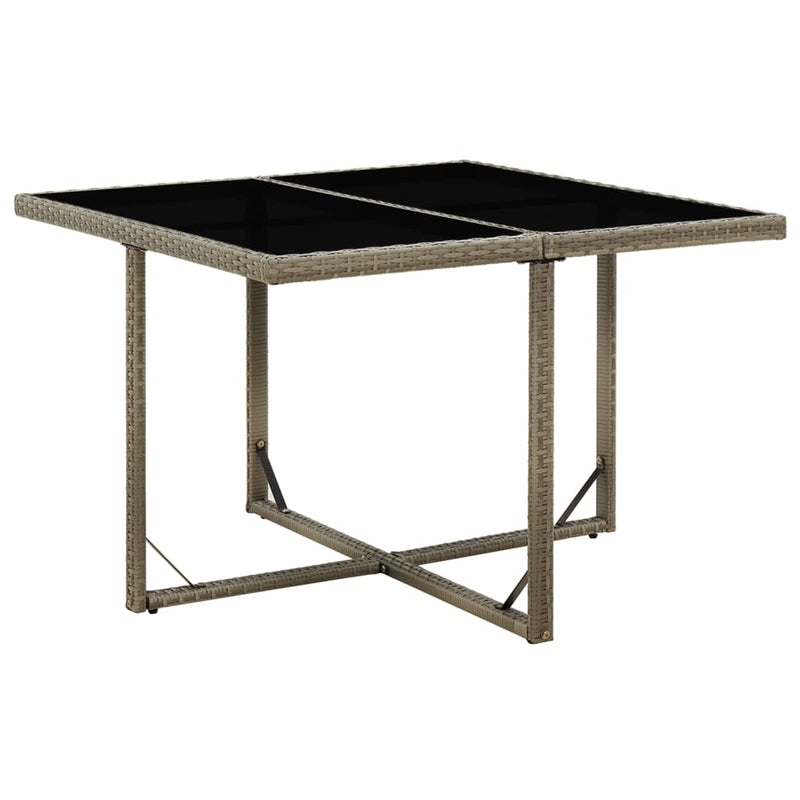 Garden Table Grey 109x107x74 cm Poly Rattan and Glass Payday Deals