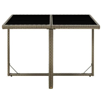 Garden Table Grey 109x107x74 cm Poly Rattan and Glass Payday Deals