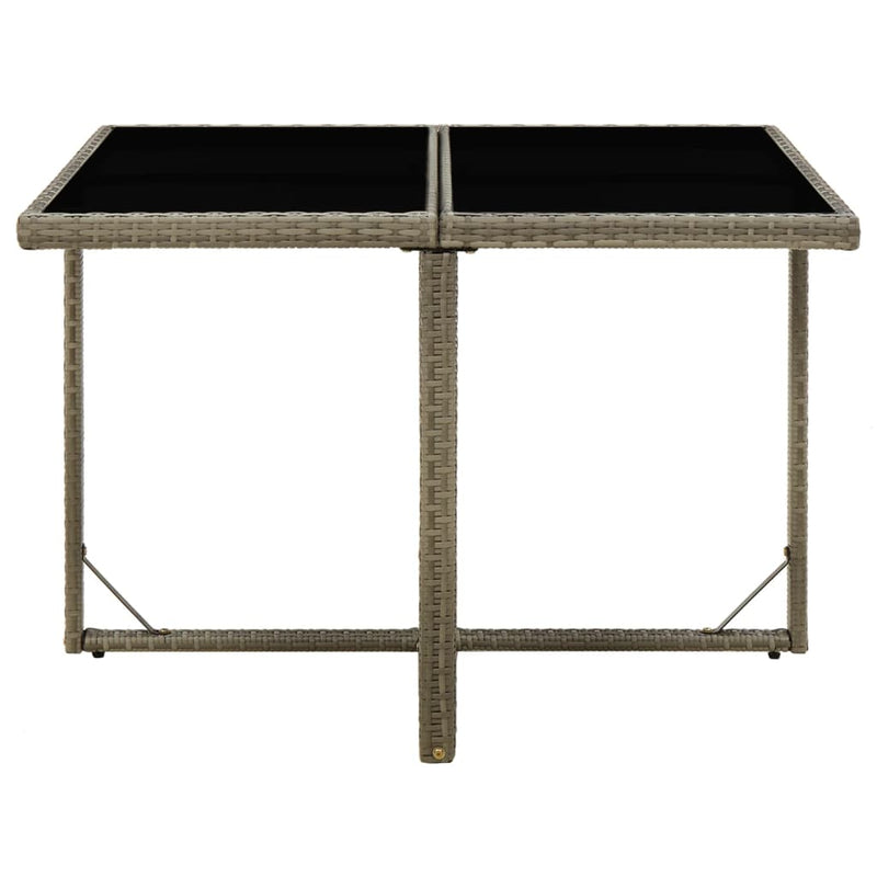 Garden Table Grey 109x107x74 cm Poly Rattan and Glass Payday Deals