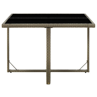Garden Table Grey 109x107x74 cm Poly Rattan and Glass Payday Deals