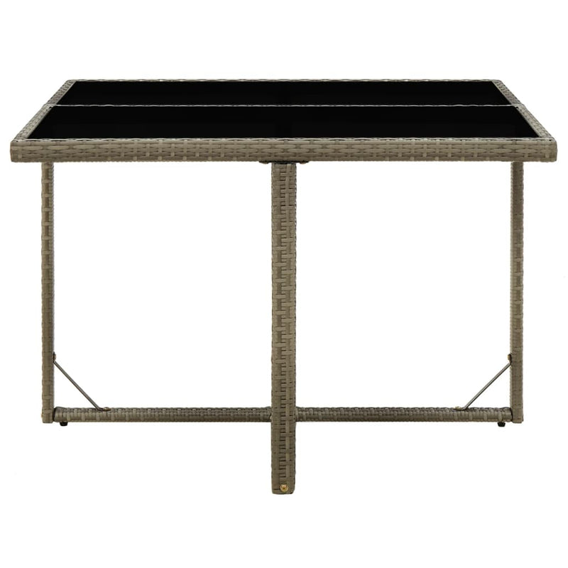 Garden Table Grey 109x107x74 cm Poly Rattan and Glass Payday Deals