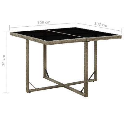 Garden Table Grey 109x107x74 cm Poly Rattan and Glass Payday Deals