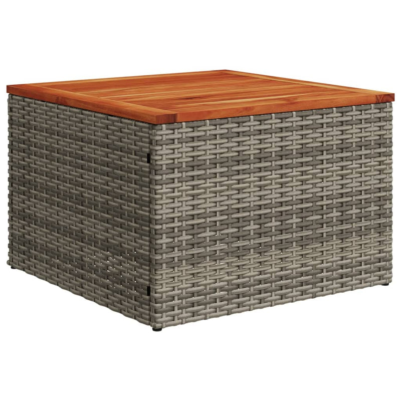 Garden Table Grey 55x55x37 cm Poly Rattan and Acacia Wood Payday Deals