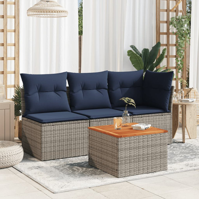 Garden Table Grey 55x55x37 cm Poly Rattan and Acacia Wood Payday Deals