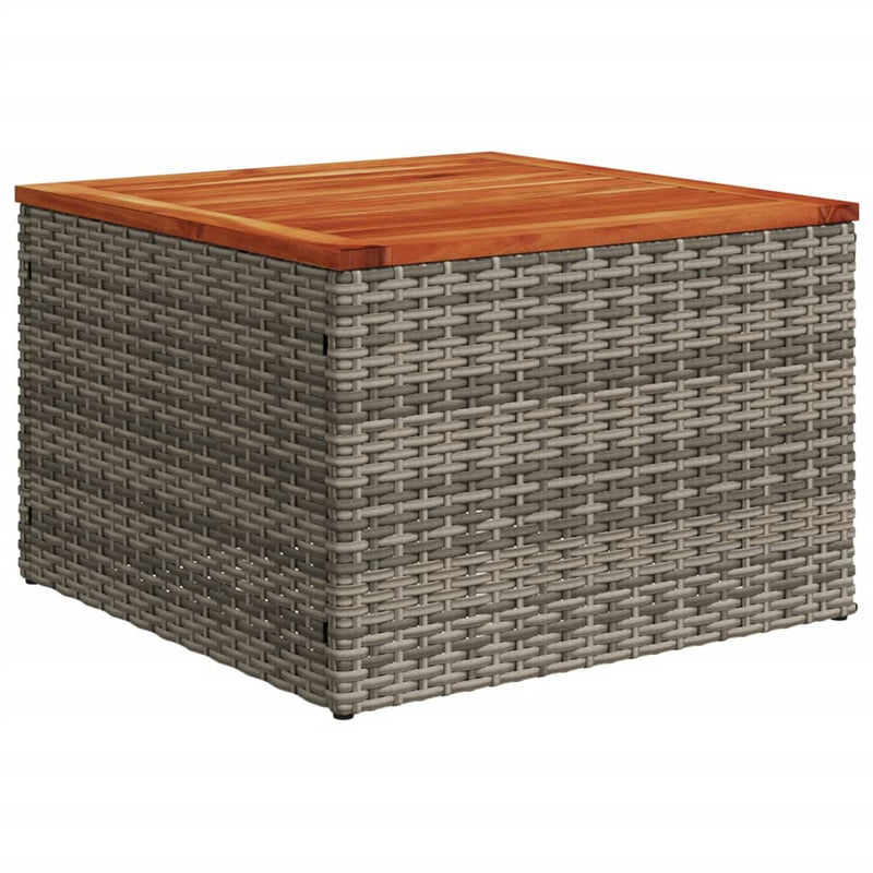 Garden Table Grey 55x55x37 cm Poly Rattan and Acacia Wood Payday Deals