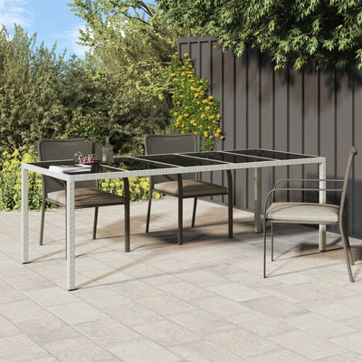 Garden Table White 250x100x75 cm Poly Rattan and Tempered Glass Payday Deals