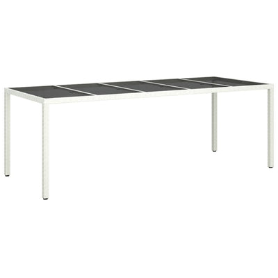 Garden Table White 250x100x75 cm Poly Rattan and Tempered Glass Payday Deals