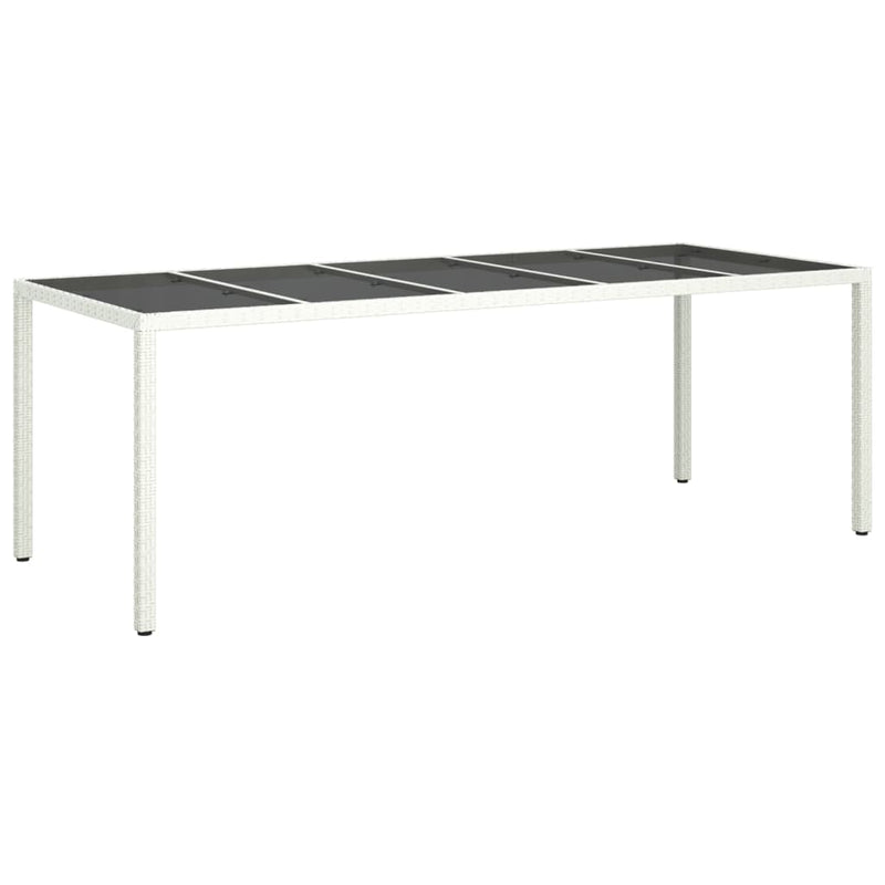 Garden Table White 250x100x75 cm Poly Rattan and Tempered Glass Payday Deals