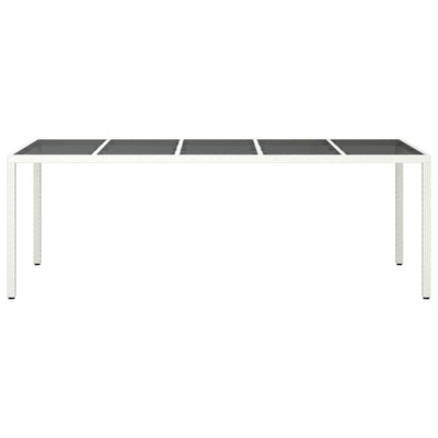 Garden Table White 250x100x75 cm Poly Rattan and Tempered Glass Payday Deals