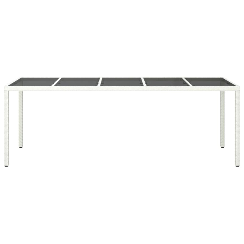 Garden Table White 250x100x75 cm Poly Rattan and Tempered Glass Payday Deals