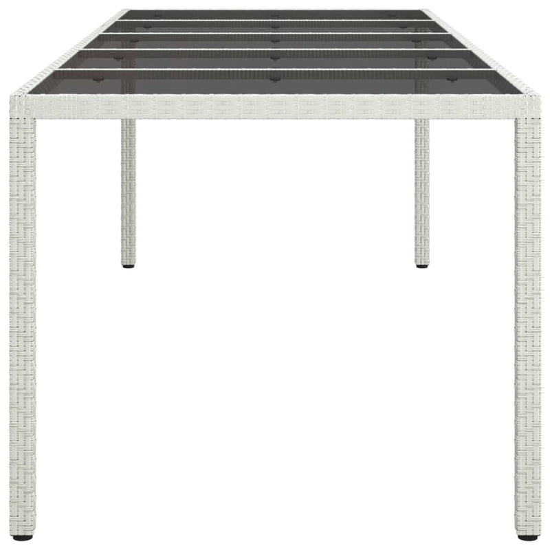 Garden Table White 250x100x75 cm Poly Rattan and Tempered Glass Payday Deals