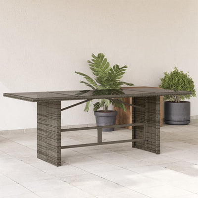 Garden Table with Glass Top Grey 190x80x74 cm Poly Rattan Payday Deals