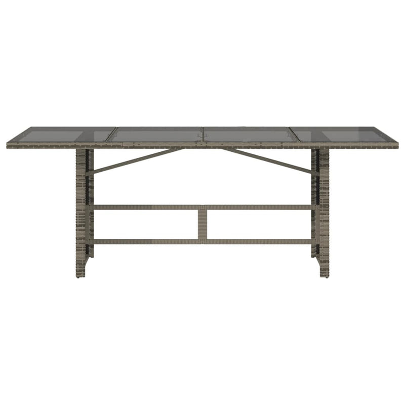 Garden Table with Glass Top Grey 190x80x74 cm Poly Rattan Payday Deals