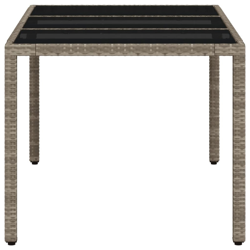 Garden Table with Glass Top Light Grey 150x90x75 cm Poly Rattan Payday Deals