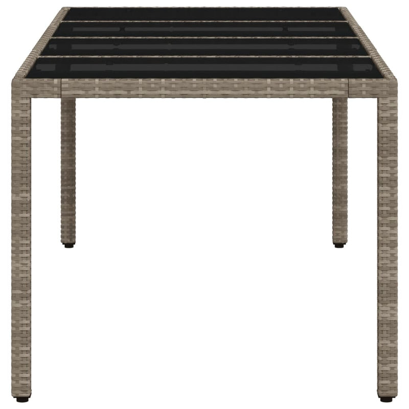 Garden Table with Glass Top Light Grey 190x90x75 cm Poly Rattan Payday Deals