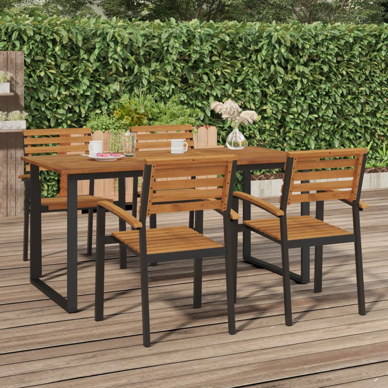 Garden Table with U-shaped Legs 160x80x75 cm Solid Wood Acacia Payday Deals