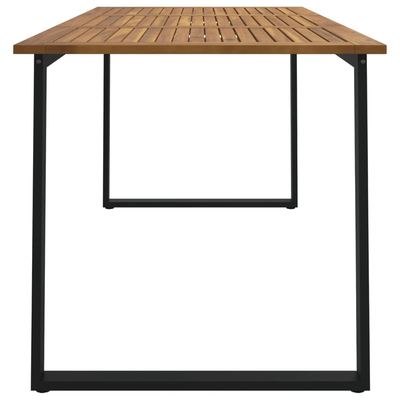 Garden Table with U-shaped Legs 160x80x75 cm Solid Wood Acacia Payday Deals