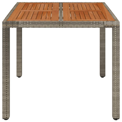 Garden Table with Wooden Top Grey 90x90x75 cm Poly Rattan Payday Deals