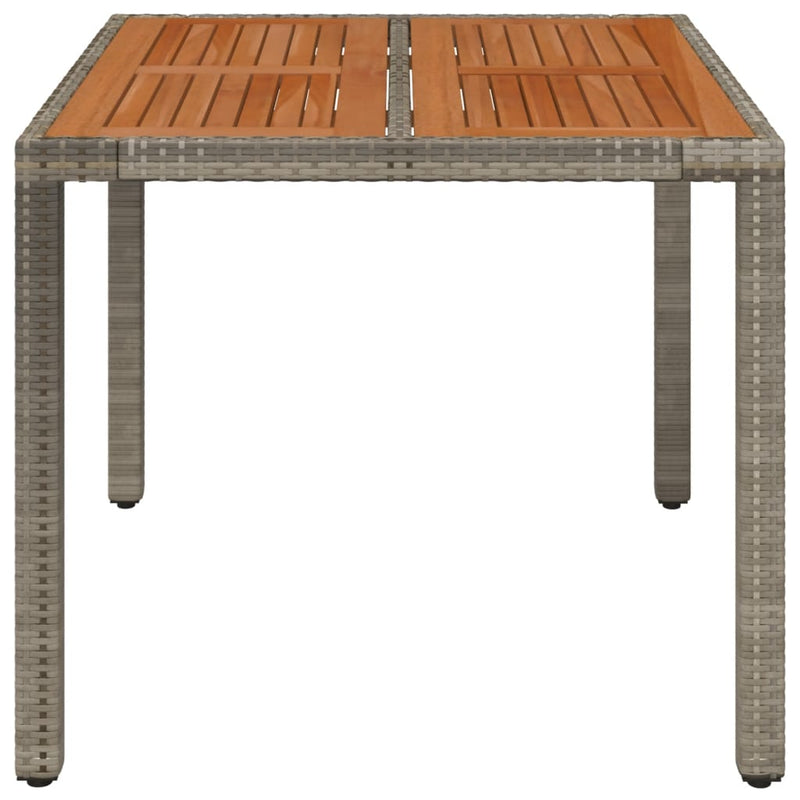 Garden Table with Wooden Top Grey 90x90x75 cm Poly Rattan Payday Deals