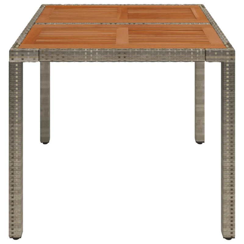 Garden Table with Wooden Top Grey 90x90x75 cm Poly Rattan Payday Deals