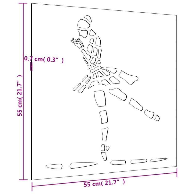 Garden Wall Decoration 55x55 cm Corten Steel Ballet Dancer Design Payday Deals