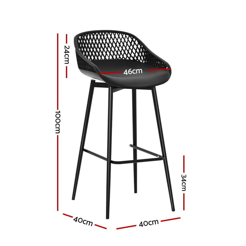 Gardeon 4pcs Outdoor Bar Stools Plastic Metal Bistro Patio Dining Chair Balcony Payday Deals