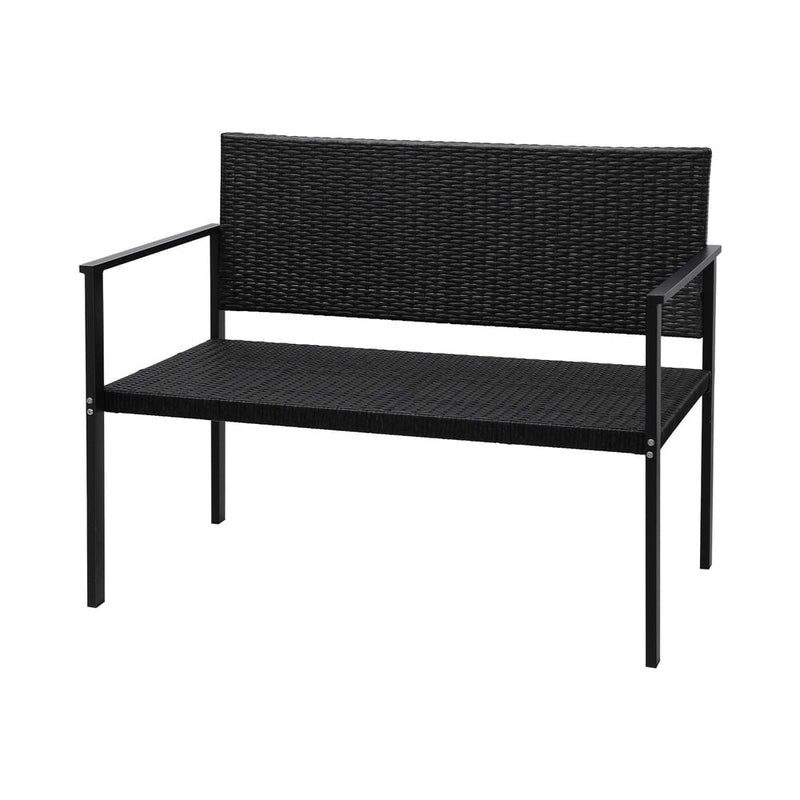 Gardeon Outdoor Garden Bench Seat Rattan Chair Steel Patio Furniture Park Black Payday Deals