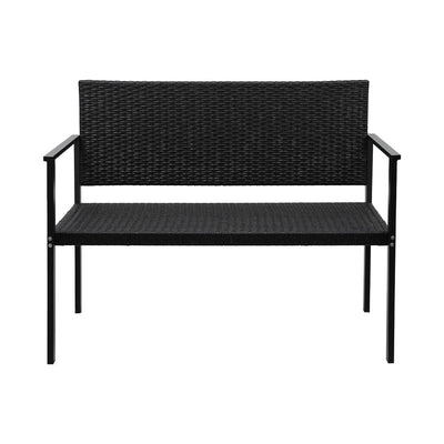 Gardeon Outdoor Garden Bench Seat Rattan Chair Steel Patio Furniture Park Black Payday Deals