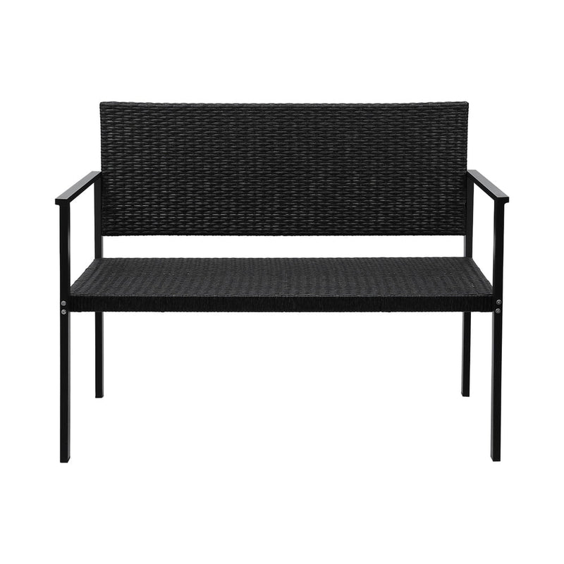 Gardeon Outdoor Garden Bench Seat Rattan Chair Steel Patio Furniture Park Black Payday Deals