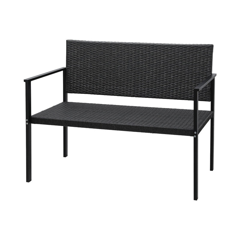 Gardeon Outdoor Garden Bench Seat Rattan Chair Steel Patio Furniture Park Grey Payday Deals