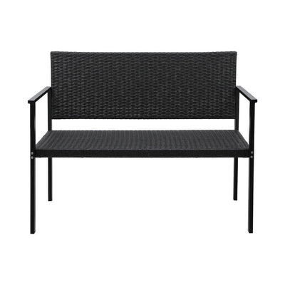 Gardeon Outdoor Garden Bench Seat Rattan Chair Steel Patio Furniture Park Grey Payday Deals