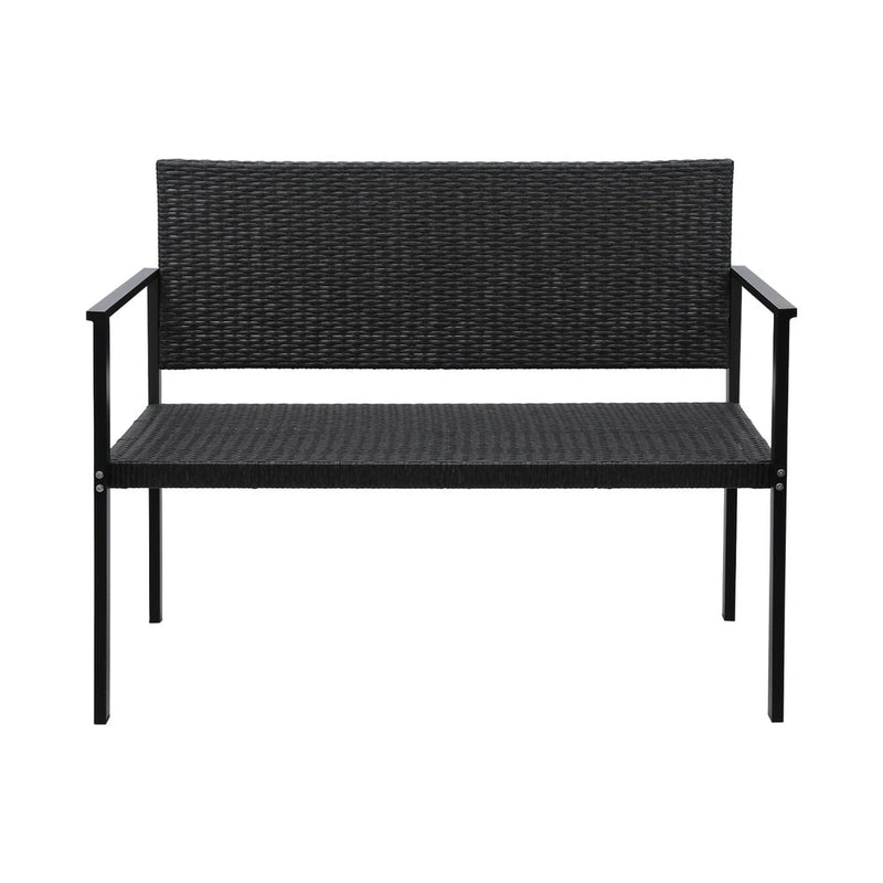 Gardeon Outdoor Garden Bench Seat Rattan Chair Steel Patio Furniture Park Grey Payday Deals