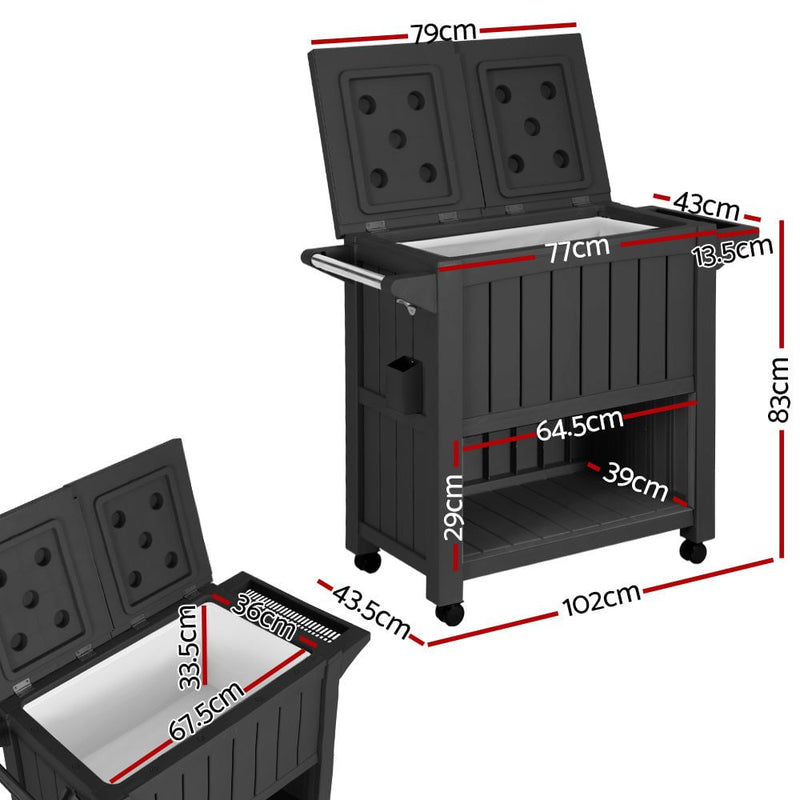 Gardeon Outdoor Storage Cabinet Box 80L Ice Bucket Cooler Rolling Serving Cart Kitchen Trolley Payday Deals