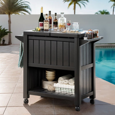 Gardeon Outdoor Storage Cabinet Box 80L Ice Bucket Cooler Rolling Serving Cart Kitchen Trolley Payday Deals