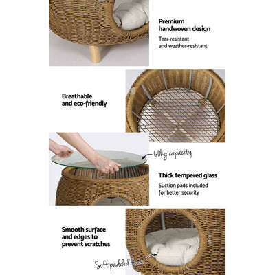 Gardeon Side Table Coffee Pet Bed Wicker Indoor Outdoor Furniture Patio Desk Payday Deals