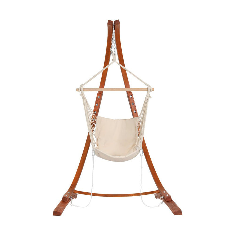 Gardeon Wooden Hammock Chair with Stand Outdoor Lounger Camping Hammock Timber Payday Deals