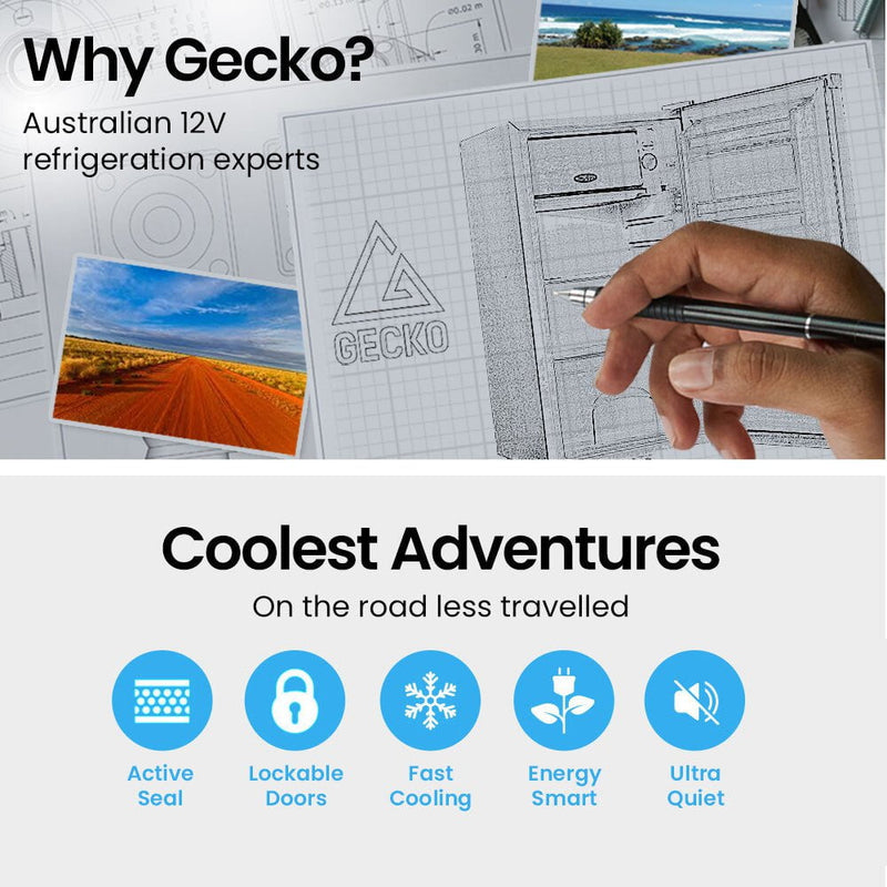 GECKO 70L Portable Fridge Freezer for Car Camping Caravans Fridges Refrigerator Cooler 12V/24V/240V Payday Deals