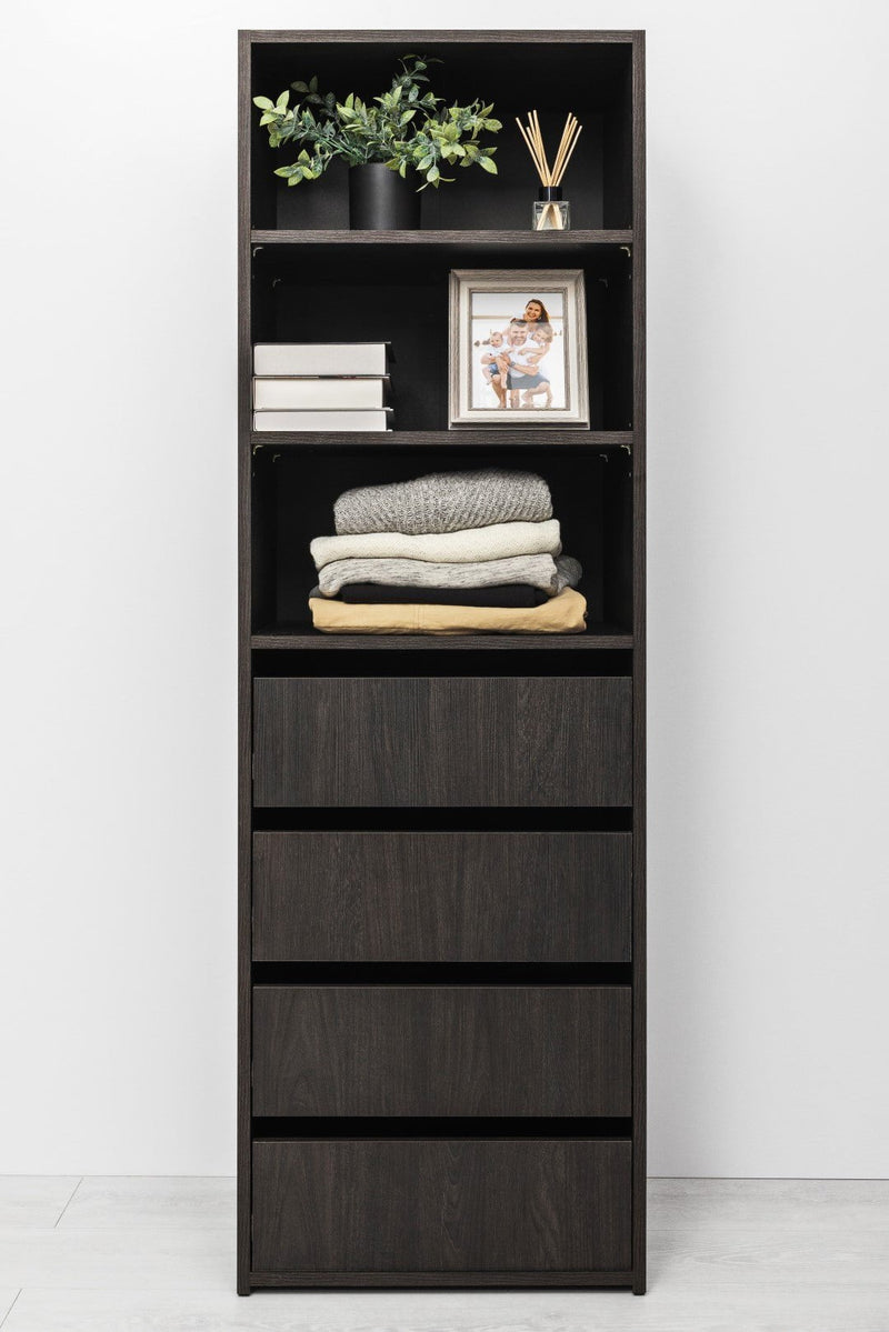 GENEVA THREE SHELF/FOUR DRAWER BUILT IN WARDROBE - CLASSIC - NORDIC ASH Payday Deals