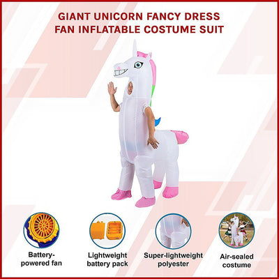 Giant Unicorn Fancy Dress Fan Inflatable Costume  Suit Payday Deals