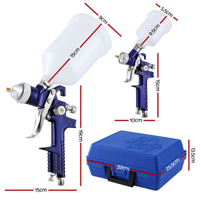 Giantz 2PC HVLP Air Spray Gun Gravity Feed Cup Nozzles Included Payday Deals