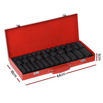 Giantz 35pcs 1/2" Drive Impact Socket Set Metric 8-32mm with Case Payday Deals