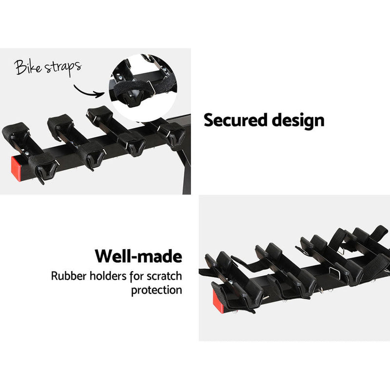 Giantz 4 Bicycle Bike Carrier Rack for Car Rear Hitch Mount 2" Foldable Black Payday Deals