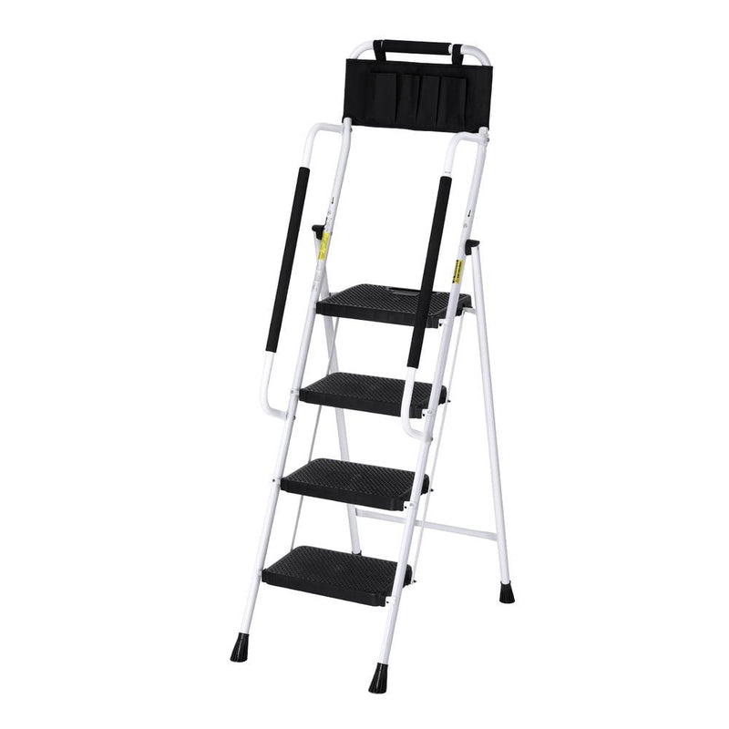 Giantz 4 Step Ladder Multi-Purpose Folding Steel Platform Tool Bag Handrails Payday Deals