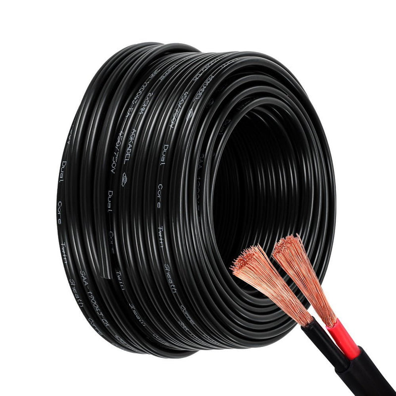 Giantz 5MM 30M Twin Core Wire Electrical Cable Extension Car 450V 2 Sheath Payday Deals